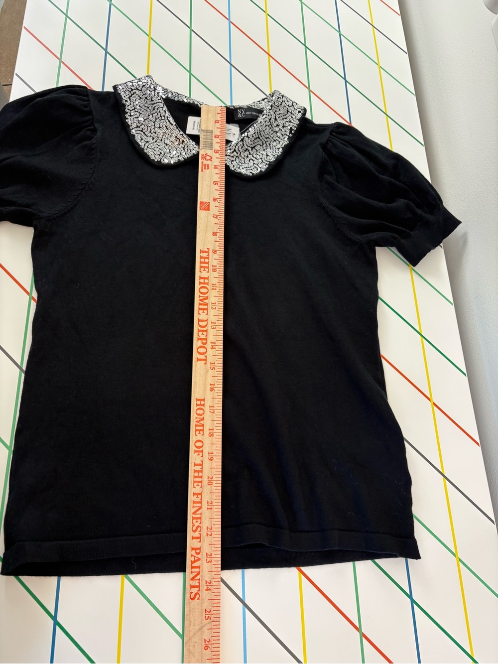 Twee Black Sweater Top Sequin Peter Pan Collar Medium Tags Indie Sleaze Mod - Picture 8 of 11